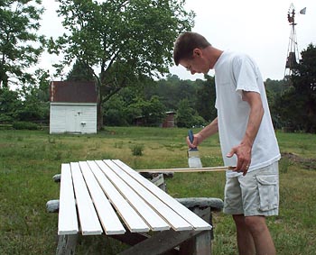 Priming porch boards